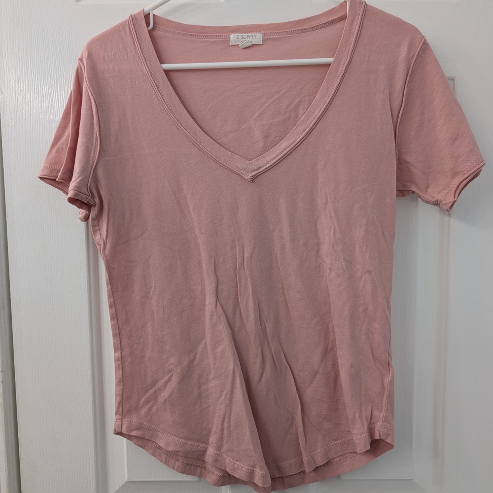 Z Supply Soft Pink V-Neck Short Sleeve Tee